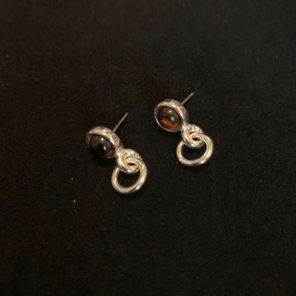 Brown Amber Stud Earrings
